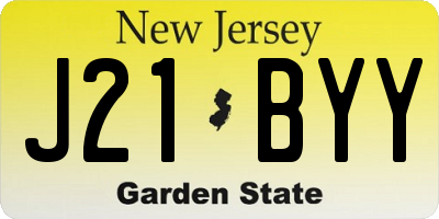 NJ license plate J21BYY
