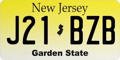 NJ license plate J21BZB