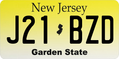 NJ license plate J21BZD