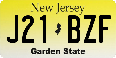 NJ license plate J21BZF