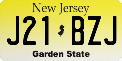 NJ license plate J21BZJ