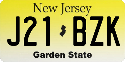 NJ license plate J21BZK