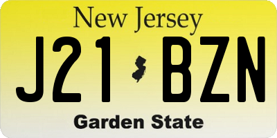 NJ license plate J21BZN