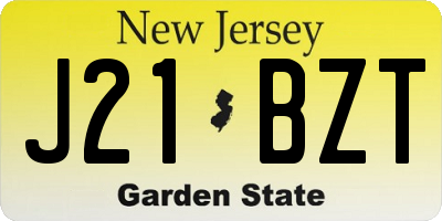 NJ license plate J21BZT