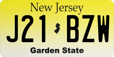 NJ license plate J21BZW