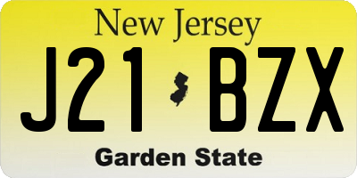 NJ license plate J21BZX