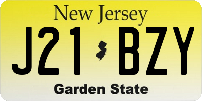NJ license plate J21BZY