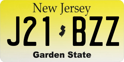 NJ license plate J21BZZ