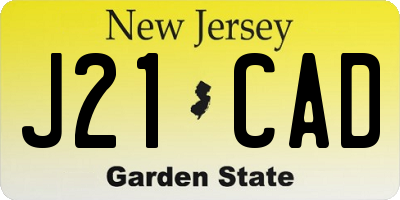 NJ license plate J21CAD