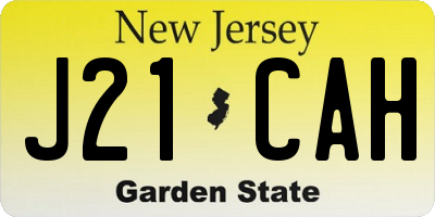 NJ license plate J21CAH