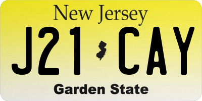 NJ license plate J21CAY
