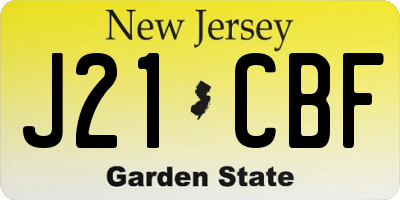 NJ license plate J21CBF