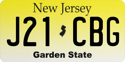 NJ license plate J21CBG