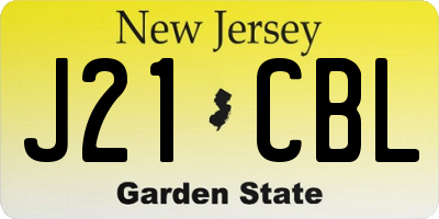 NJ license plate J21CBL