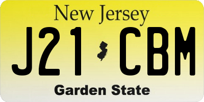 NJ license plate J21CBM