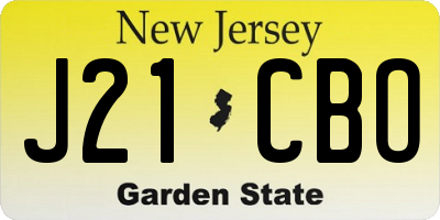 NJ license plate J21CBO
