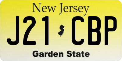 NJ license plate J21CBP