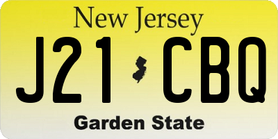 NJ license plate J21CBQ
