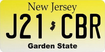 NJ license plate J21CBR