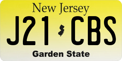 NJ license plate J21CBS