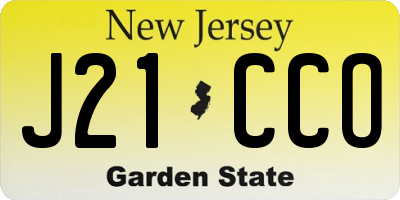 NJ license plate J21CCO