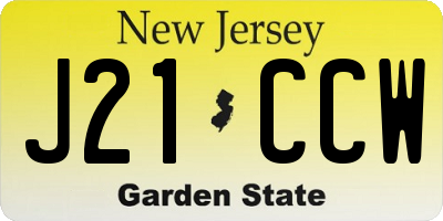 NJ license plate J21CCW