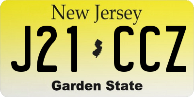 NJ license plate J21CCZ