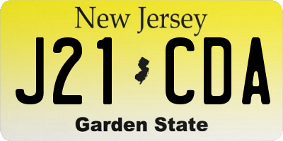NJ license plate J21CDA