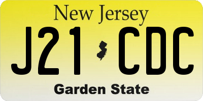 NJ license plate J21CDC