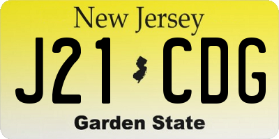 NJ license plate J21CDG