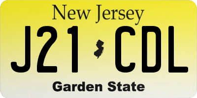 NJ license plate J21CDL
