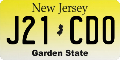 NJ license plate J21CDO