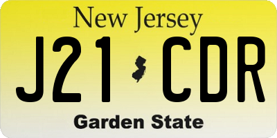 NJ license plate J21CDR