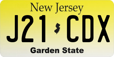 NJ license plate J21CDX