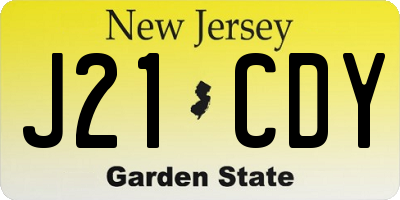 NJ license plate J21CDY