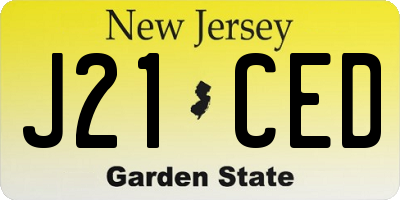 NJ license plate J21CED