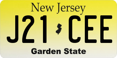 NJ license plate J21CEE