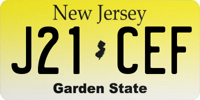 NJ license plate J21CEF