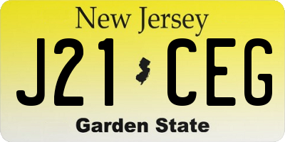 NJ license plate J21CEG