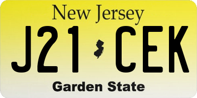NJ license plate J21CEK