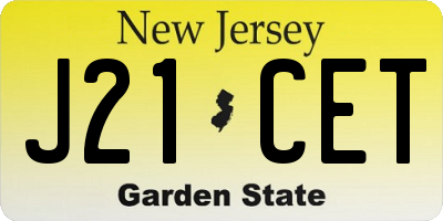 NJ license plate J21CET