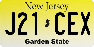 NJ license plate J21CEX