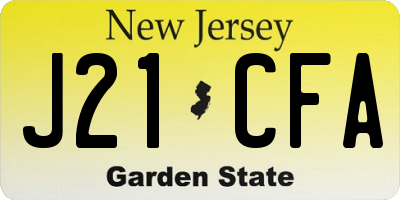 NJ license plate J21CFA