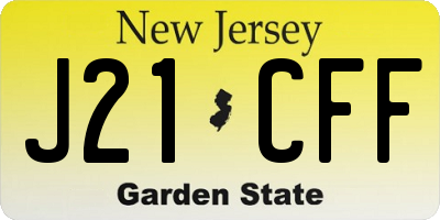 NJ license plate J21CFF