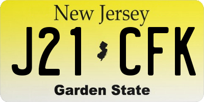 NJ license plate J21CFK