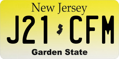 NJ license plate J21CFM