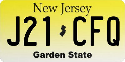 NJ license plate J21CFQ