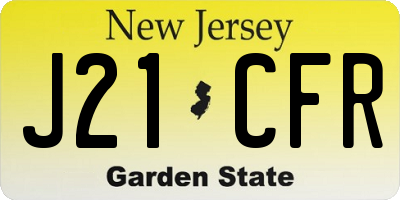 NJ license plate J21CFR