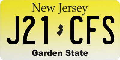 NJ license plate J21CFS