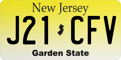NJ license plate J21CFV